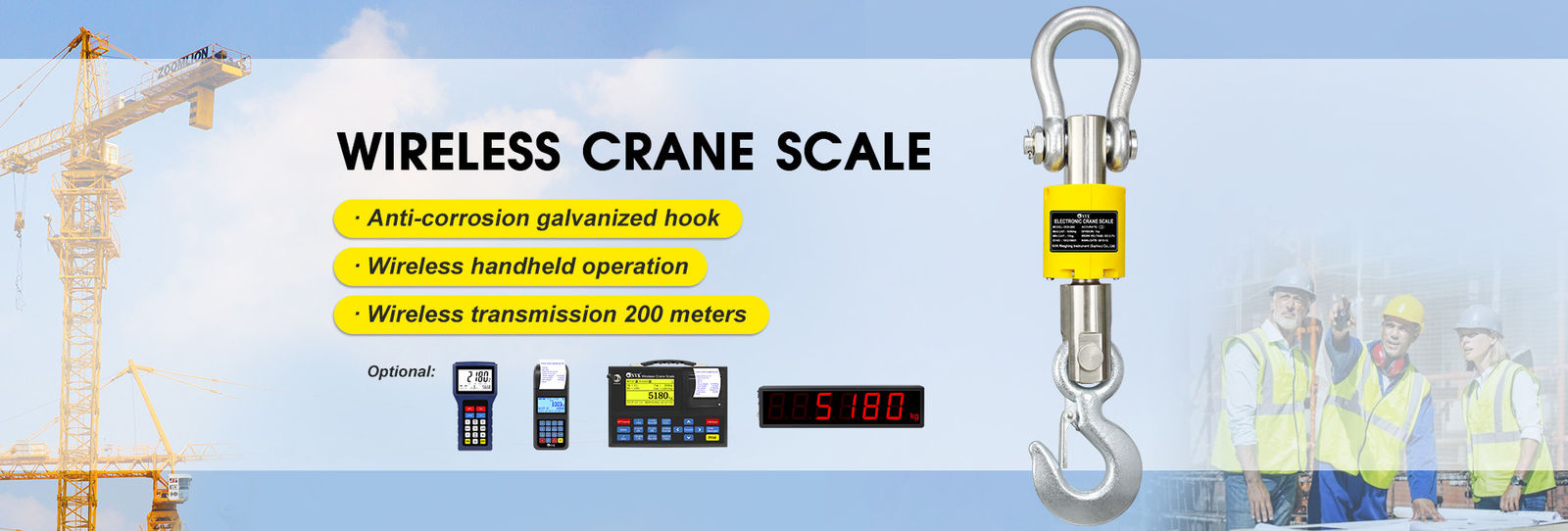 1/2/3t Crane Scale Digital Hanging Scale di pesatura senza fili elettronico 3 tonnellate
